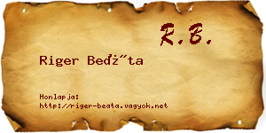 Riger Beáta névjegykártya